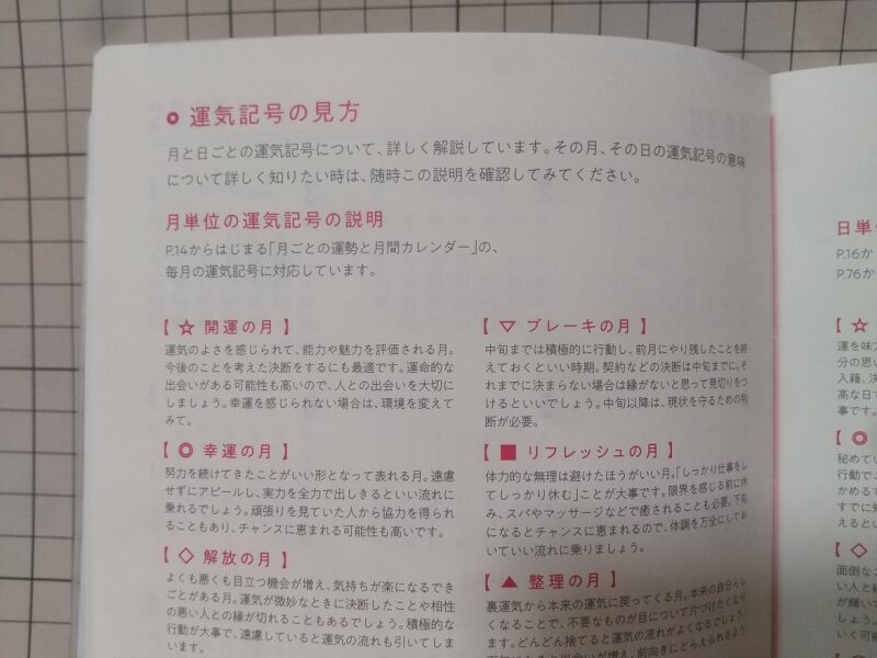 ゲッターズ飯田の手帳の記号の見方